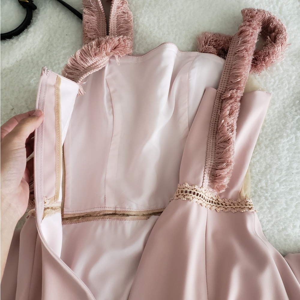 Muted Pink Maxi Dress with Square Neckline for Weddings - Picture 7 of 10